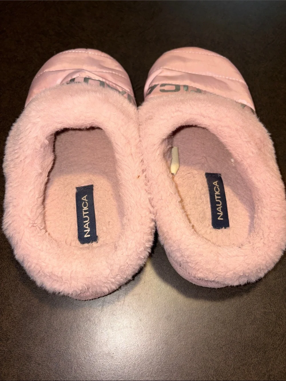 Nautica Kids Pink Plush Quilted Slip-On Slippers